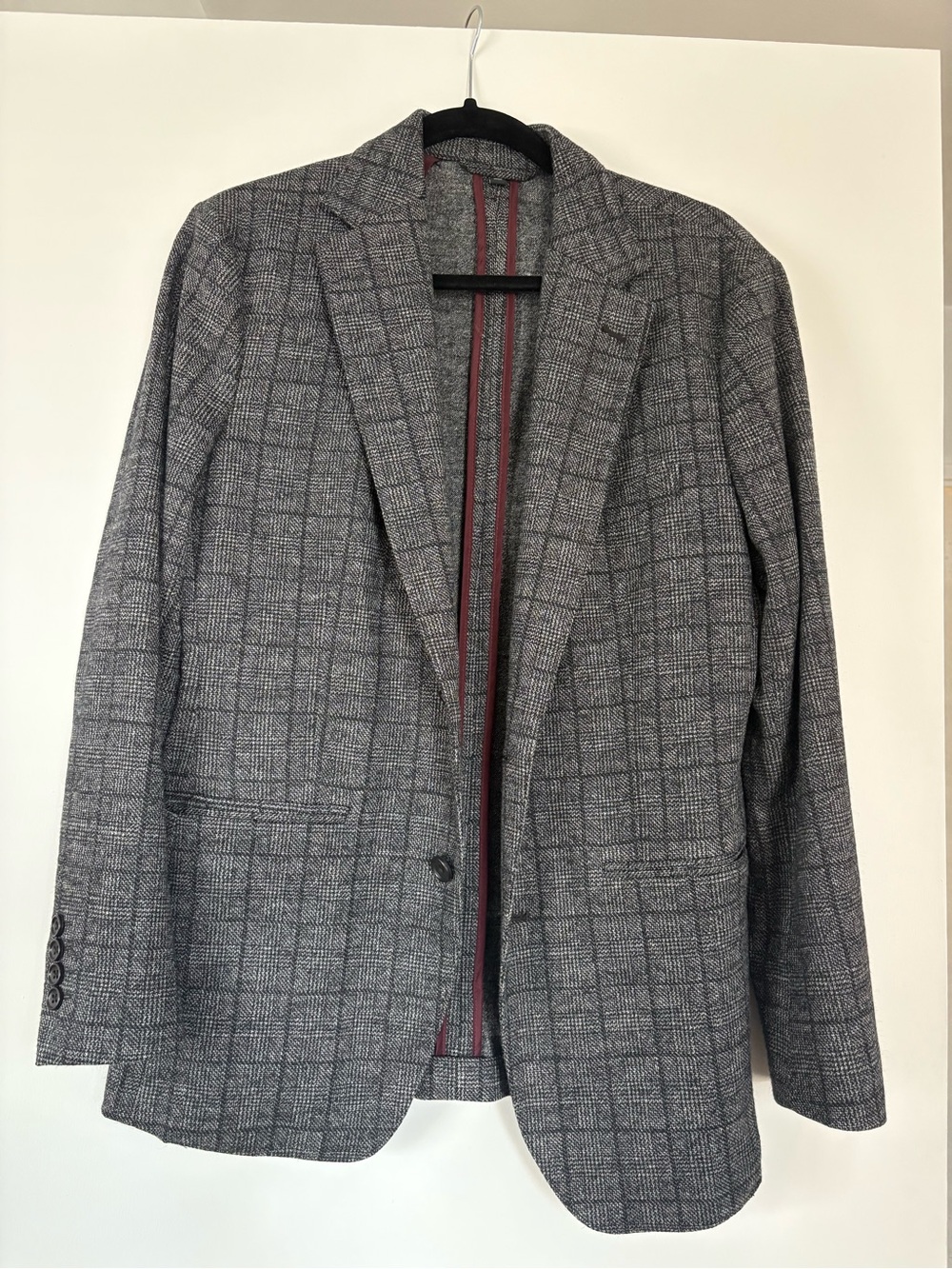 Bonobos Gray Plaid Sport Coat with Subtle Windowpane